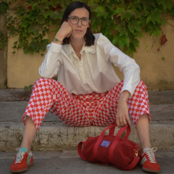 Gabardine Checker rouge et rose - Wednesday - Calissone