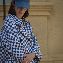 Gabardine Checker bleu marine - Thursday - Calissone