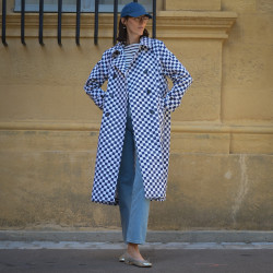 Gabardine Checker bleu marine - Thursday - Calissone