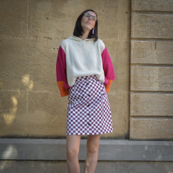 Gabardine Checker prune - Saturday - Calissone