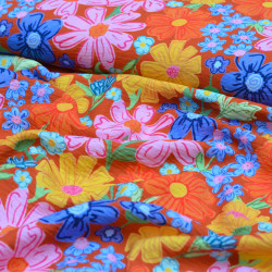 Viscose texturé - Flower Crush - Orange - Calissone