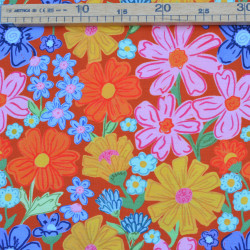 Viscose texturé - Flower Crush - Orange - Calissone