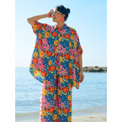 Viscose texturé - Flower Crush - Bleu marine - Calissone