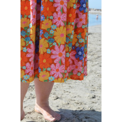 Viscose texturé - Flower Crush - Orange - Calissone